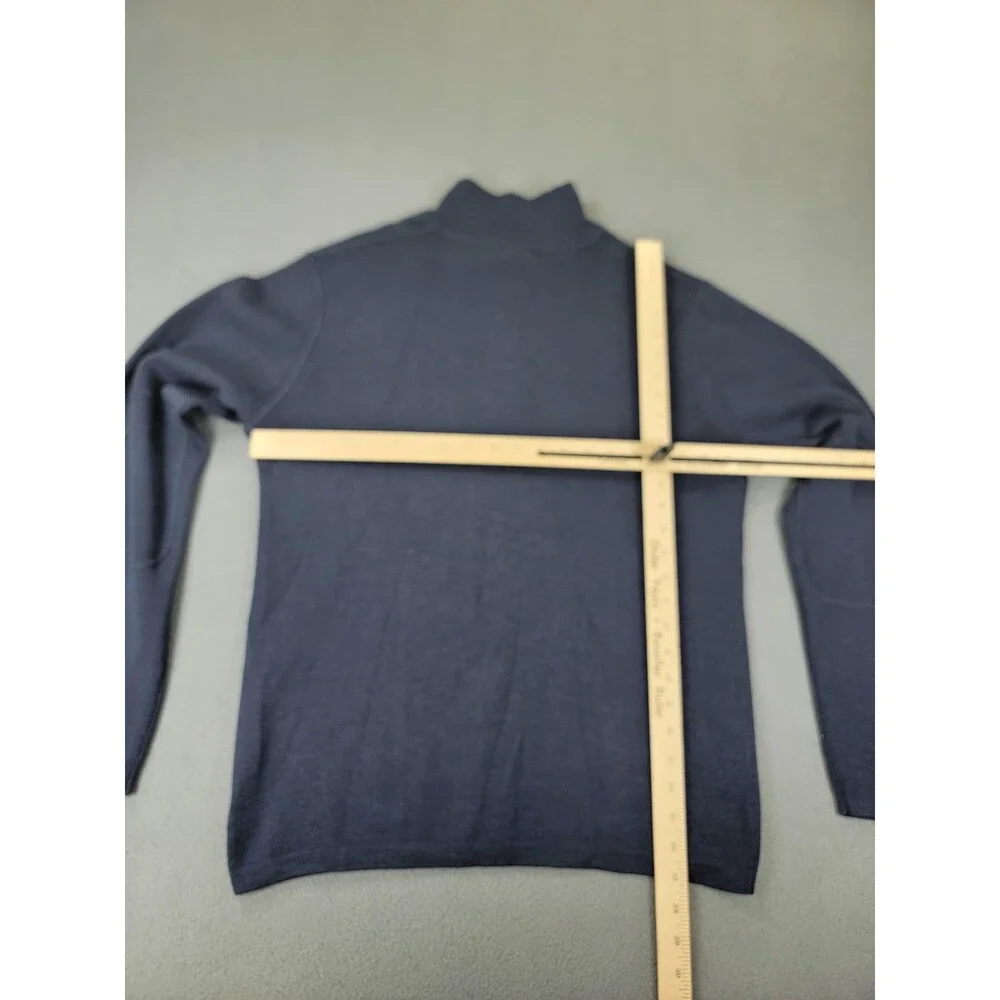 Banana Republic Sweater Mens Large‎ Blue Merino Wool Elbow Patch Pullover Knit